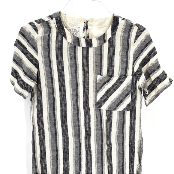 ACE & JIG Striped Short Sleeve Linen Minimalistic Tunic Mini Dress - Picture 3 of 7